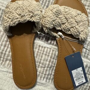 Universal Thread Cream Braided Slide Sandals with Tan Footbed